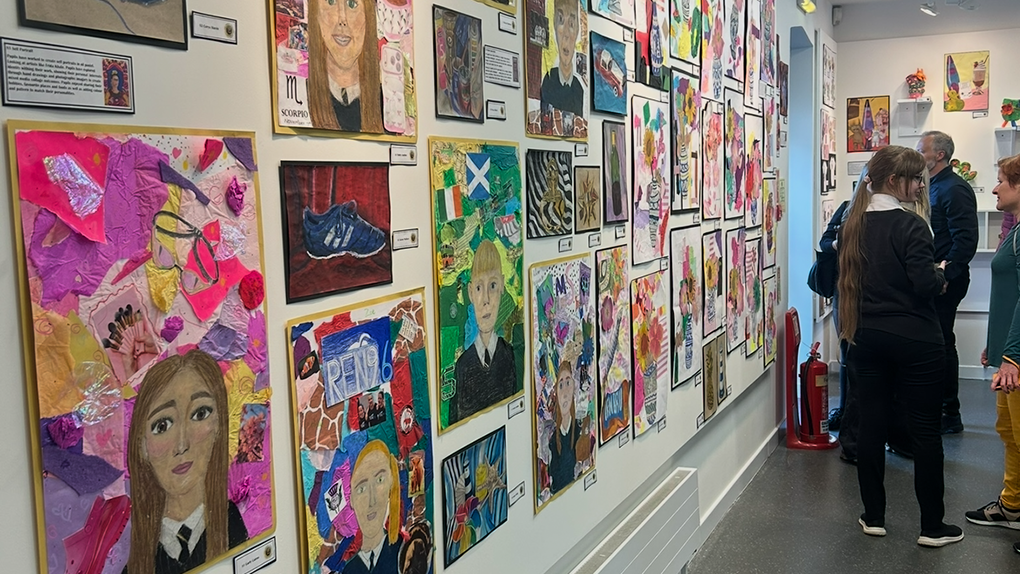 A wall of art created by pupils from St Matthews Academy